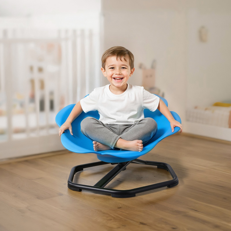 Kids Sensory Swivel Chair – 360° Rotating Roller Seat for Active Play (Blue)