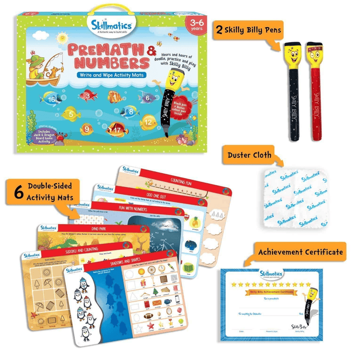 Pre-Math And Numbers - Build A Strong Foundation For Learning Math - Write and Wipe Activity Game For Kids - The Little Big Store