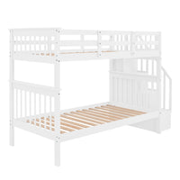 Stairway Twin-Over-Twin Bunk Bed with Storage and Guard Rail for Bedroom, Dorm, White color(OLD SKU :LP000109AAK) - The Little Big Store