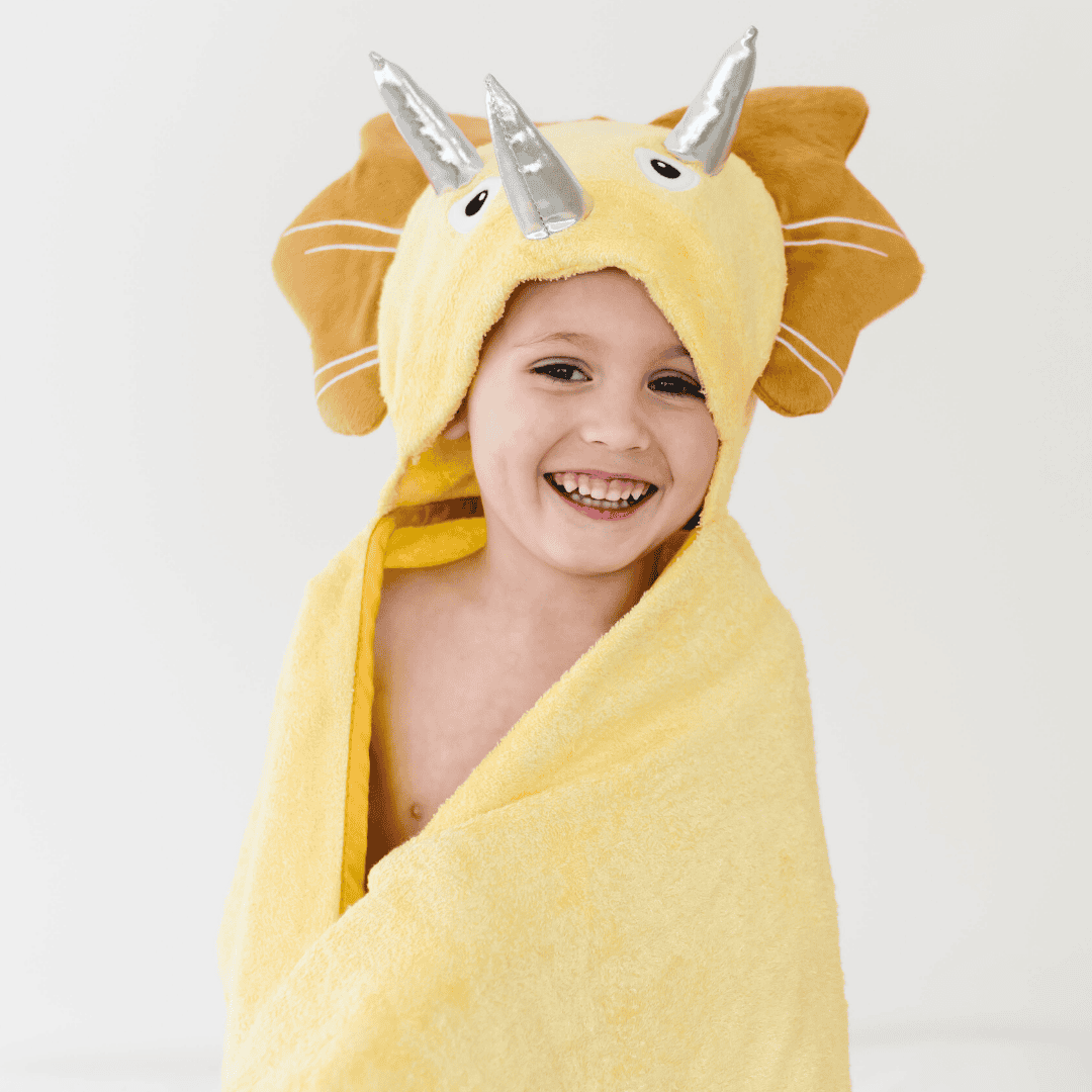 Toddler Hooded Towel Yellow Dinosaur - The Little Big Store