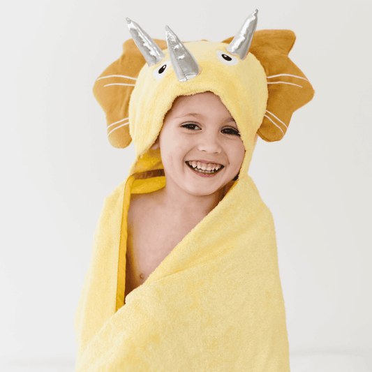 Toddler Hooded Towel Yellow Dinosaur - The Little Big Store
