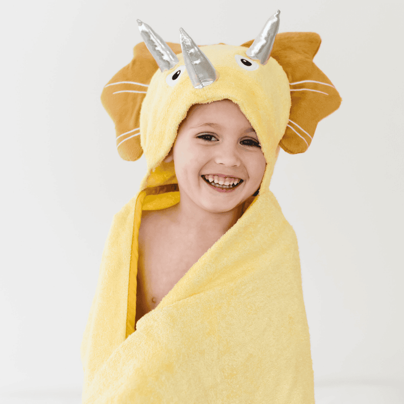 Toddler Hooded Towel Yellow Dinosaur
