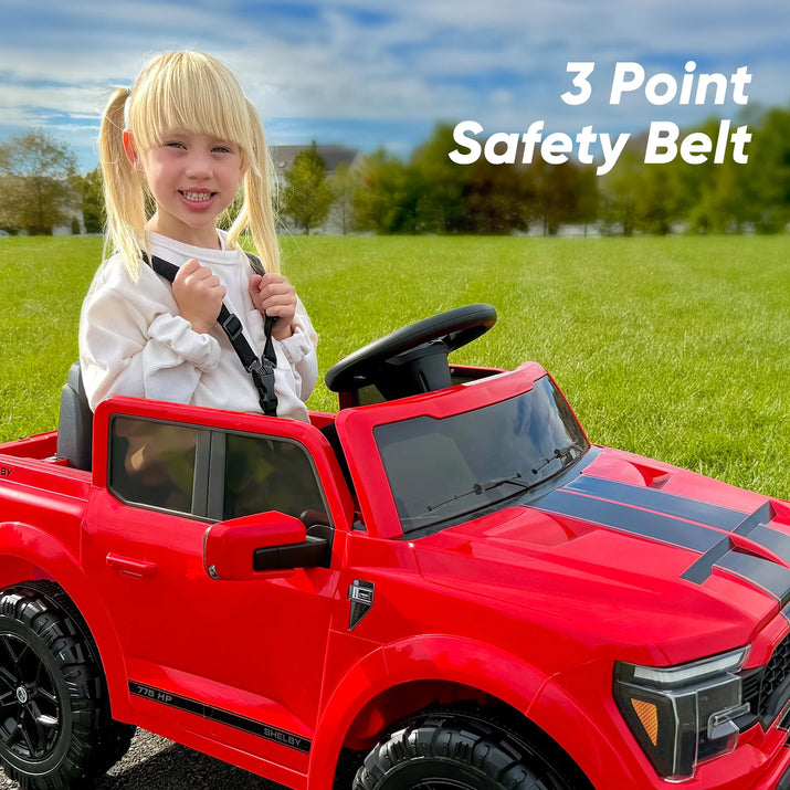 Exciting Red Ford-Shelby F-150 12V Electric Ride-On Truck for Kids with Remote Control - Perfect Adventure Toy for Ages 2-5!