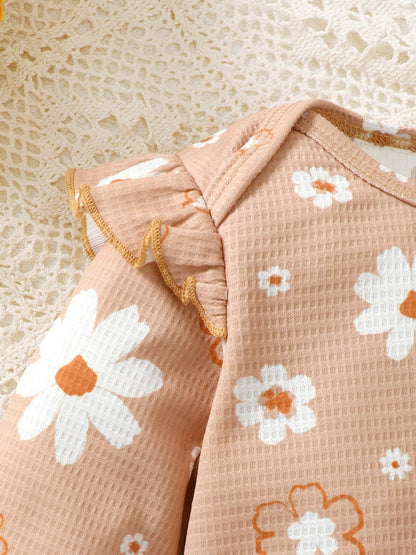 Children's Ruffled Floral Bodysuit and Bloomer, Headband Set - The Little Big Store