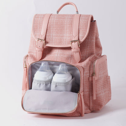 🎒 ChicWeave Tweed Diaper Backpack 🍼 – Stylish & Durable Baby Bag for Trendy Parents
