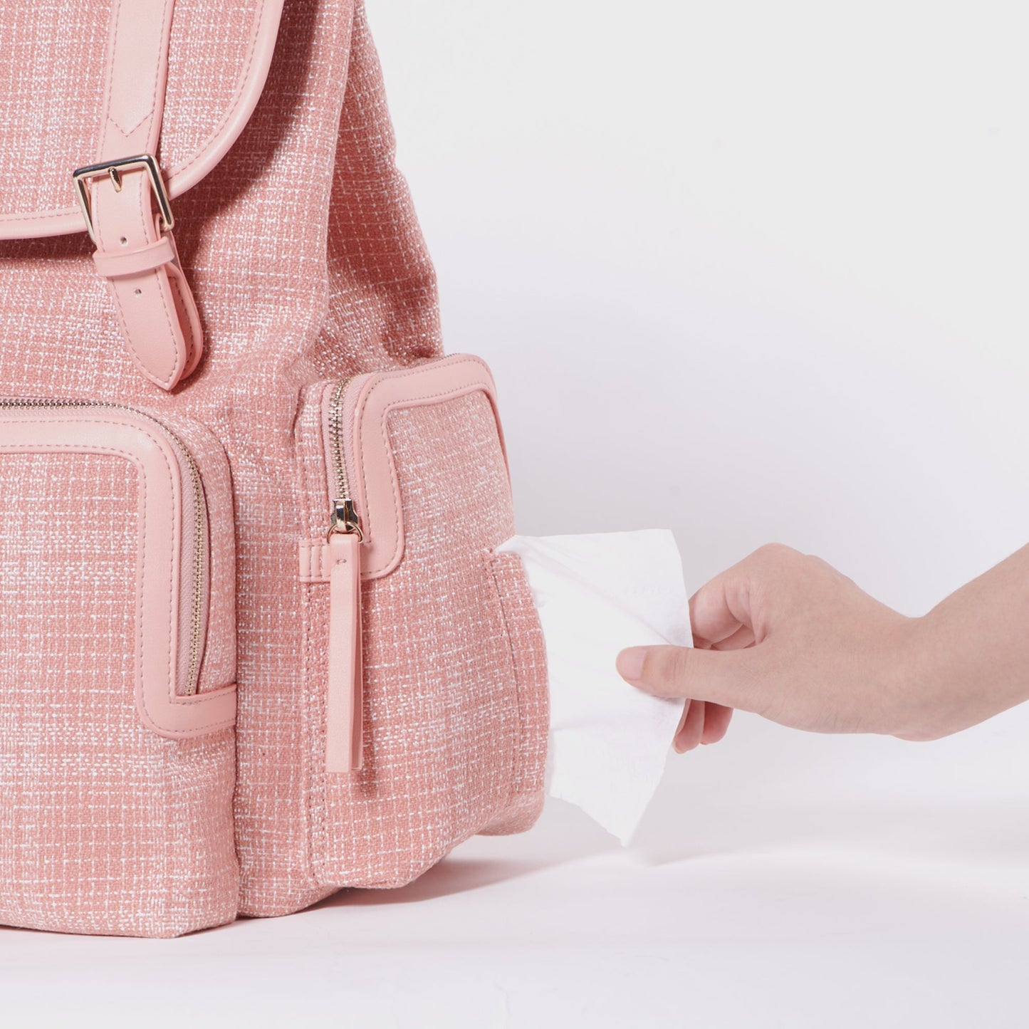 🎒 ChicWeave Tweed Diaper Backpack 🍼 – Stylish & Durable Baby Bag for Trendy Parents
