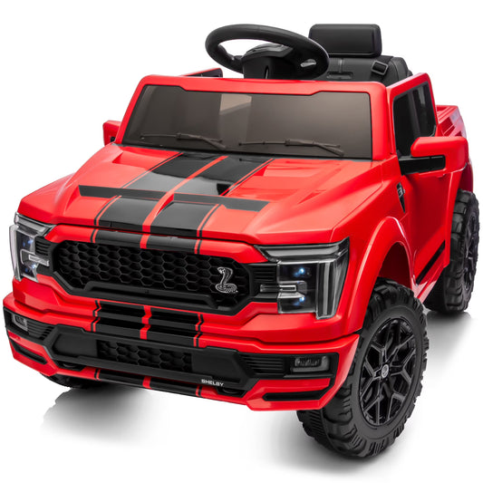 Exciting Red Ford-Shelby F-150 12V Electric Ride-On Truck for Kids with Remote Control - Perfect Adventure Toy for Ages 2-5!