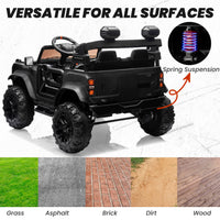 24V 2 Seater Ride on Cars, Licensed Ford Bronco Raptor Powered Ride on Toys Truck with Remote Control, 4 Wheels Spring Suspension, Bluetooth, LED Light, Electric Cars for Kids Ages 3-8 Gifts, Black