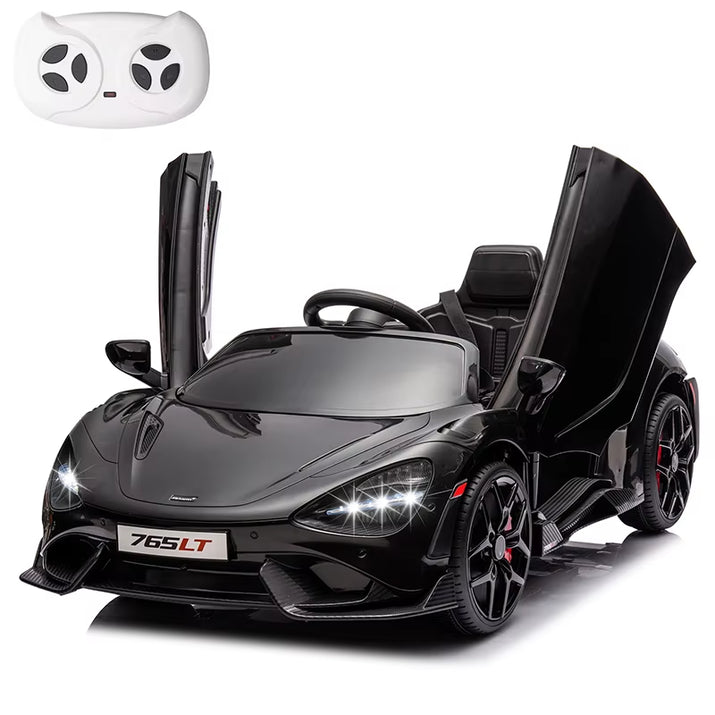 12V Licensed Mclaren 765LT Kids Ride on Toy,Electric Vehicle for Toddler Age 3+,Battery Powered Ride on Car with Hydraulic Doors