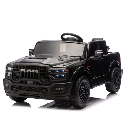 24V 160W Officially Licensed Dodge RAM 2500 Design 2-seater Kids Ride On Truck,W/ Remote Control,W/2WD&4-Wheel Suspension,Storage Space&High Door Design,Built-in Music&Bluetooth,USB/MP3 Port for 3-6