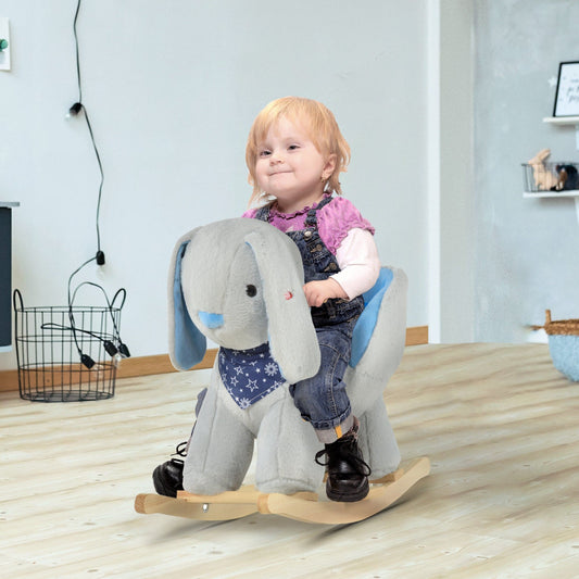 Kids Ride-On Rocking Horse Toy Bunny Rocker with Fun Play Music & Soft Plush Fabric for Children 18-36 Months - The Little Big Store