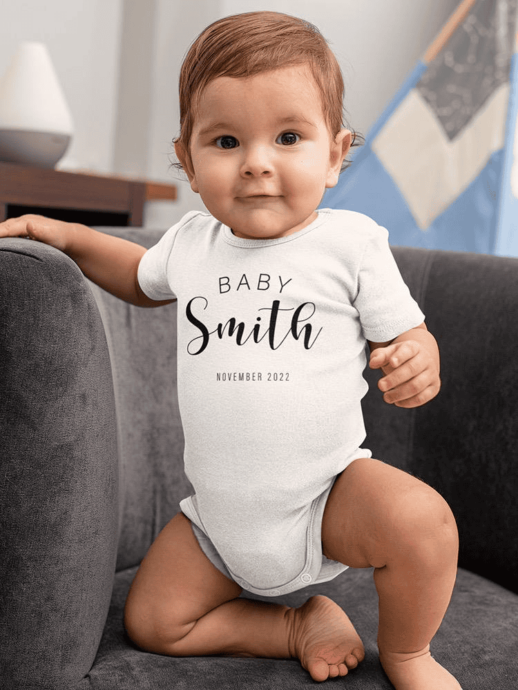Baby Custom Last Name Bodysuit -Custom Designs - The Little Big Store