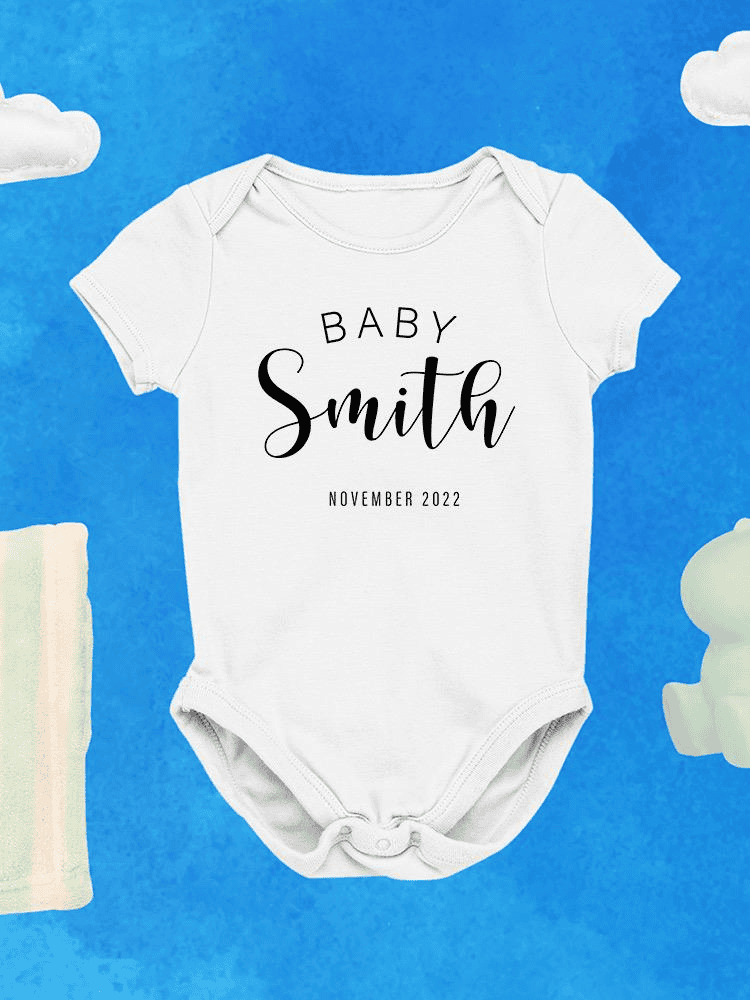 Baby Custom Last Name Bodysuit -Custom Designs - The Little Big Store