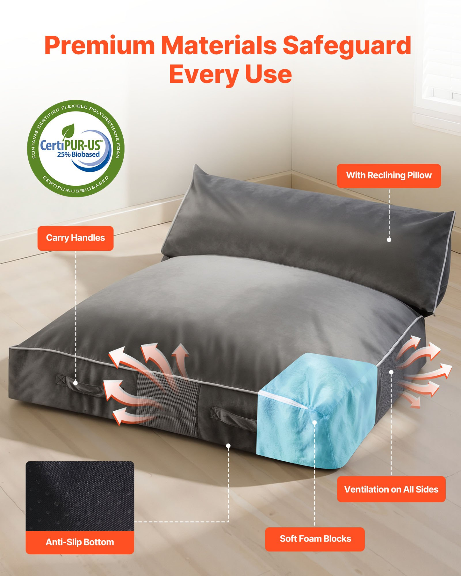 5 x 4.5 ft Kids Crash Pad – Soft Sensory Foam Landing Mat