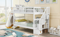 Stairway Twin-Over-Twin Bunk Bed with Storage and Guard Rail for Bedroom, Dorm, White color(OLD SKU :LP000109AAK) - The Little Big Store