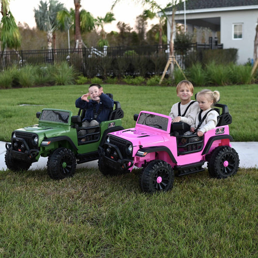 12V Ride on Toy, 2-Seater Kids Ride-On Truck Electric Car with Remote, Bluetooth - Green