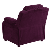 Deluxe Padded Contemporary Purple Microfiber Kids Recliner with Storage Arms - The Little Big Store