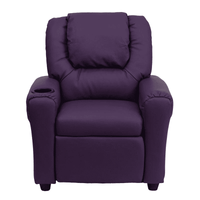 Contemporary Purple Vinyl Kids Recliner with Cup Holder and Headrest - The Little Big Store