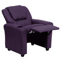 Contemporary Purple Vinyl Kids Recliner with Cup Holder and Headrest - The Little Big Store