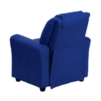 Contemporary Blue Vinyl Kids Recliner with Cup Holder and Headrest - The Little Big Store