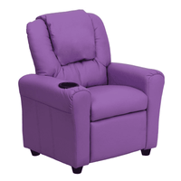 Contemporary Lavender Vinyl Kids Recliner with Cup Holder and Headrest - The Little Big Store