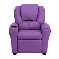 Contemporary Lavender Vinyl Kids Recliner with Cup Holder and Headrest - The Little Big Store