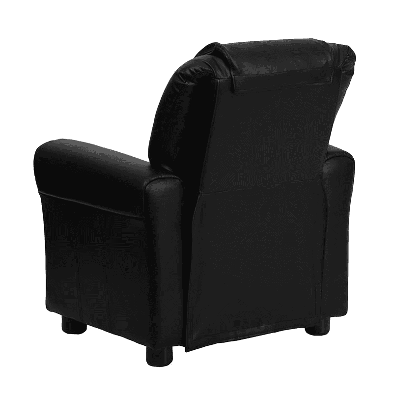 Contemporary Black LeatherSoft Kids Recliner with Cup Holder and Headrest - The Little Big Store