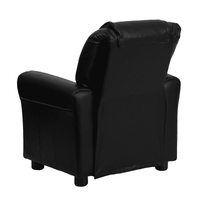 Contemporary Black LeatherSoft Kids Recliner with Cup Holder and Headrest - The Little Big Store