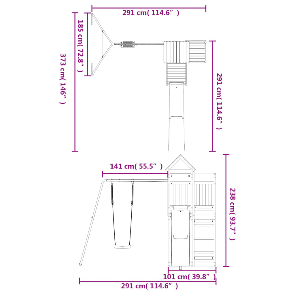 vidaXL Outdoor Playset Solid Wood Douglas - The Little Big Store