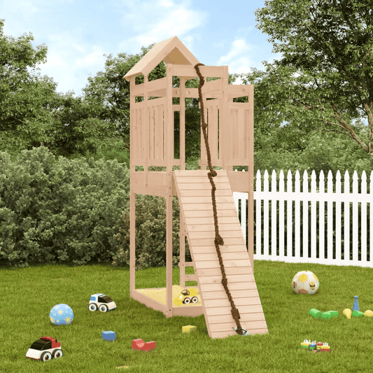 vidaXL Playhouse with Climbing Wall Solid Wood Pine - The Little Big Store