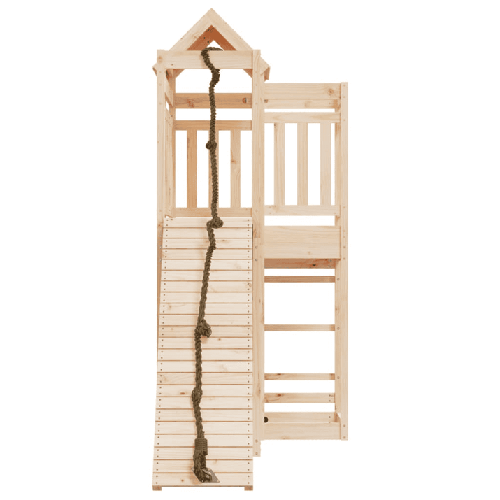 vidaXL Playhouse with Climbing Wall Solid Wood Pine - The Little Big Store