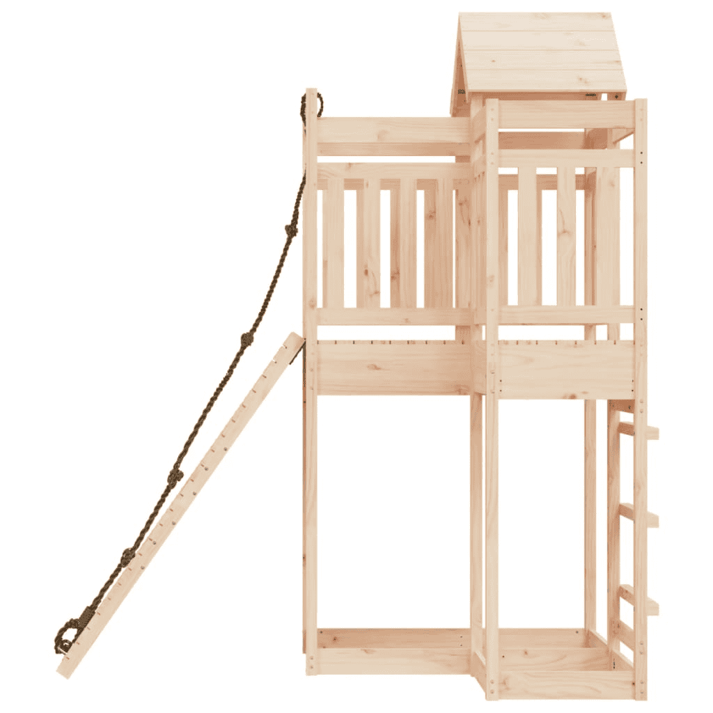 vidaXL Playhouse with Climbing Wall Solid Wood Pine - The Little Big Store