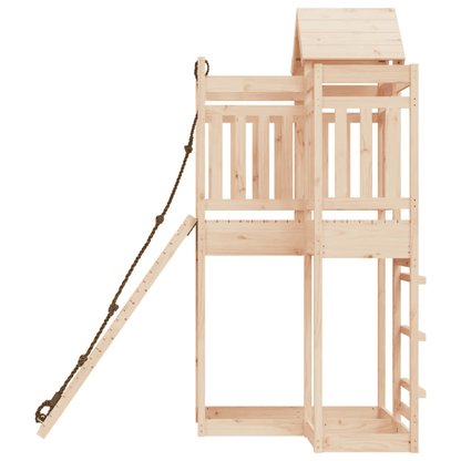 vidaXL Playhouse with Climbing Wall Solid Wood Pine - The Little Big Store