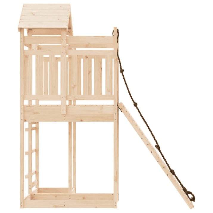 vidaXL Playhouse with Climbing Wall Solid Wood Pine - The Little Big Store