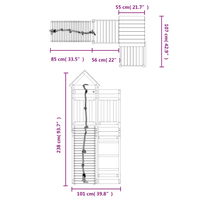 vidaXL Playhouse with Climbing Wall Solid Wood Pine - The Little Big Store