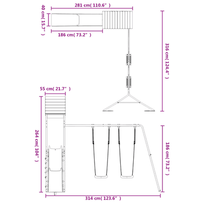 vidaXL Outdoor Playset Solid Wood Pine - The Little Big Store