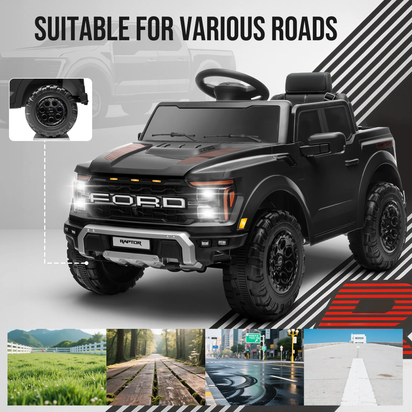 Experience Thrilling Adventures with the Licensed Ford F 150 Raptor 12V Ride-On Car - Bluetooth, LED Lights, and Remote Control for Kids Ages 3-6!