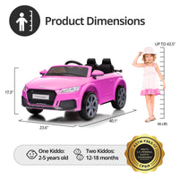 Electric Ride on Car for Kids, Licensed Audi 6V Ride on Toy for Toddlers Age 2-5 with Remote, Bluetooth - Pink