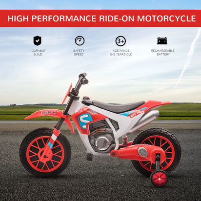 12V Kids Motorcycle Dirt Bike Electric Ride-On Toy off Road, Red