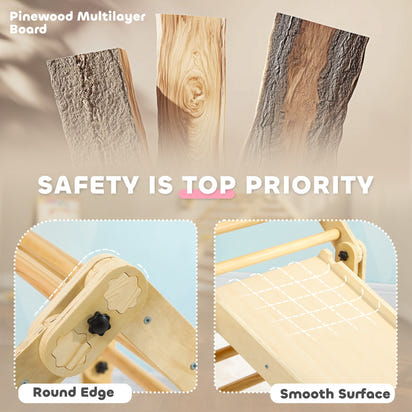 Qaba Indoor Toddler Climbing Toys, 4 in 1 Pikler Climbing Toys for Toddlers 18-48 Months, Inside Foldable Montessori Kids Climbing Toys, Indoor Playground with Ramp & Seesaw, Multicolored - The Little Big Store