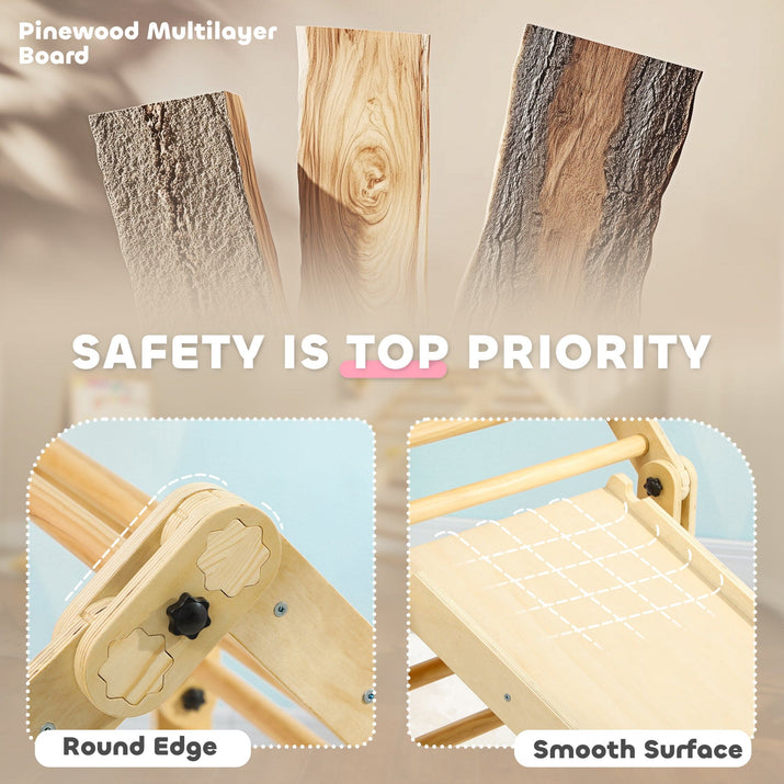 Qaba Indoor Toddler Climbing Toys, 4 in 1 Pikler Climbing Toys for Toddlers 18-48 Months, Inside Foldable Montessori Kids Climbing Toys, Indoor Playground with Ramp & Seesaw, Multicolored - The Little Big Store