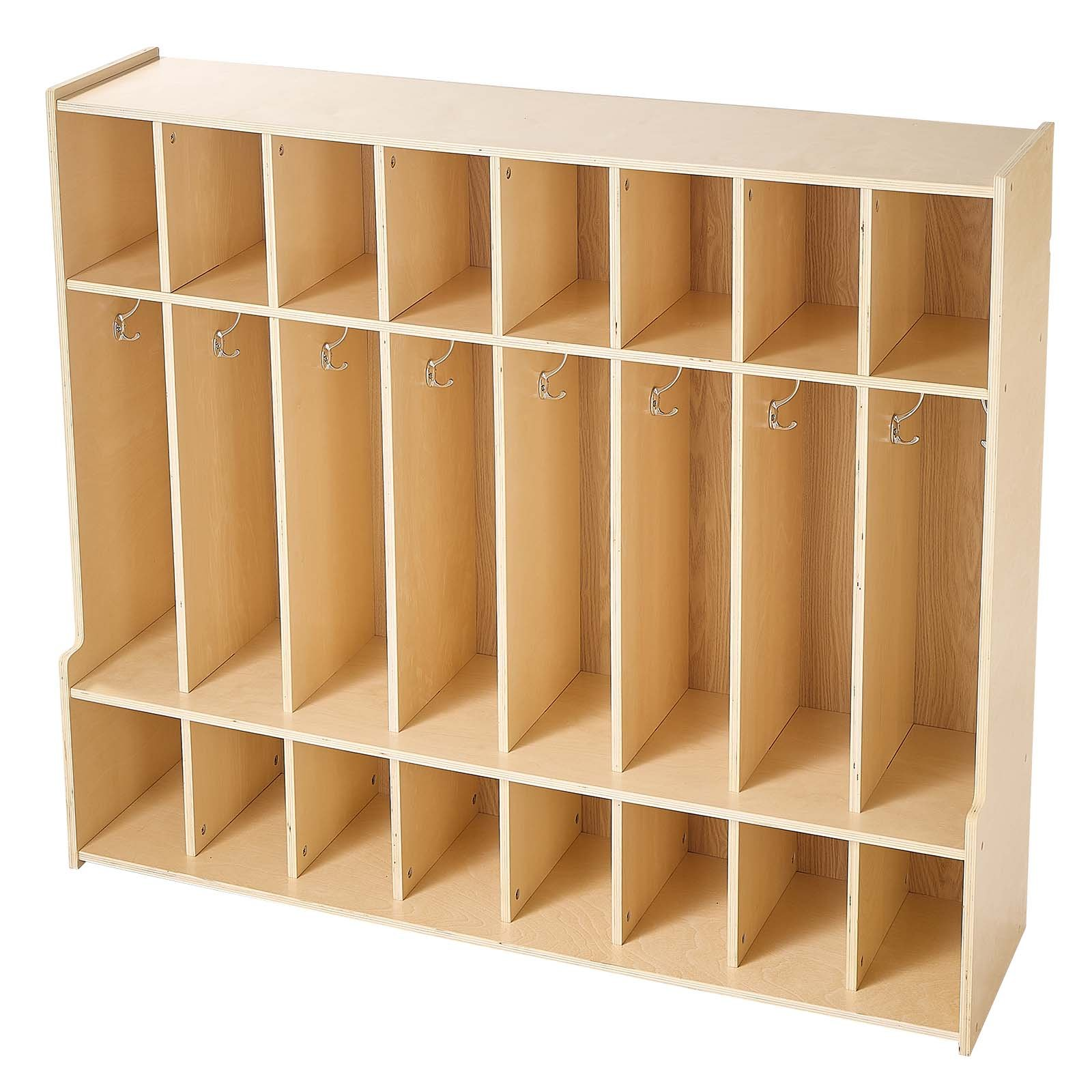 Kids 8-Section Coat Locker with Cubbies – Wooden Storage Organizer (Natural)