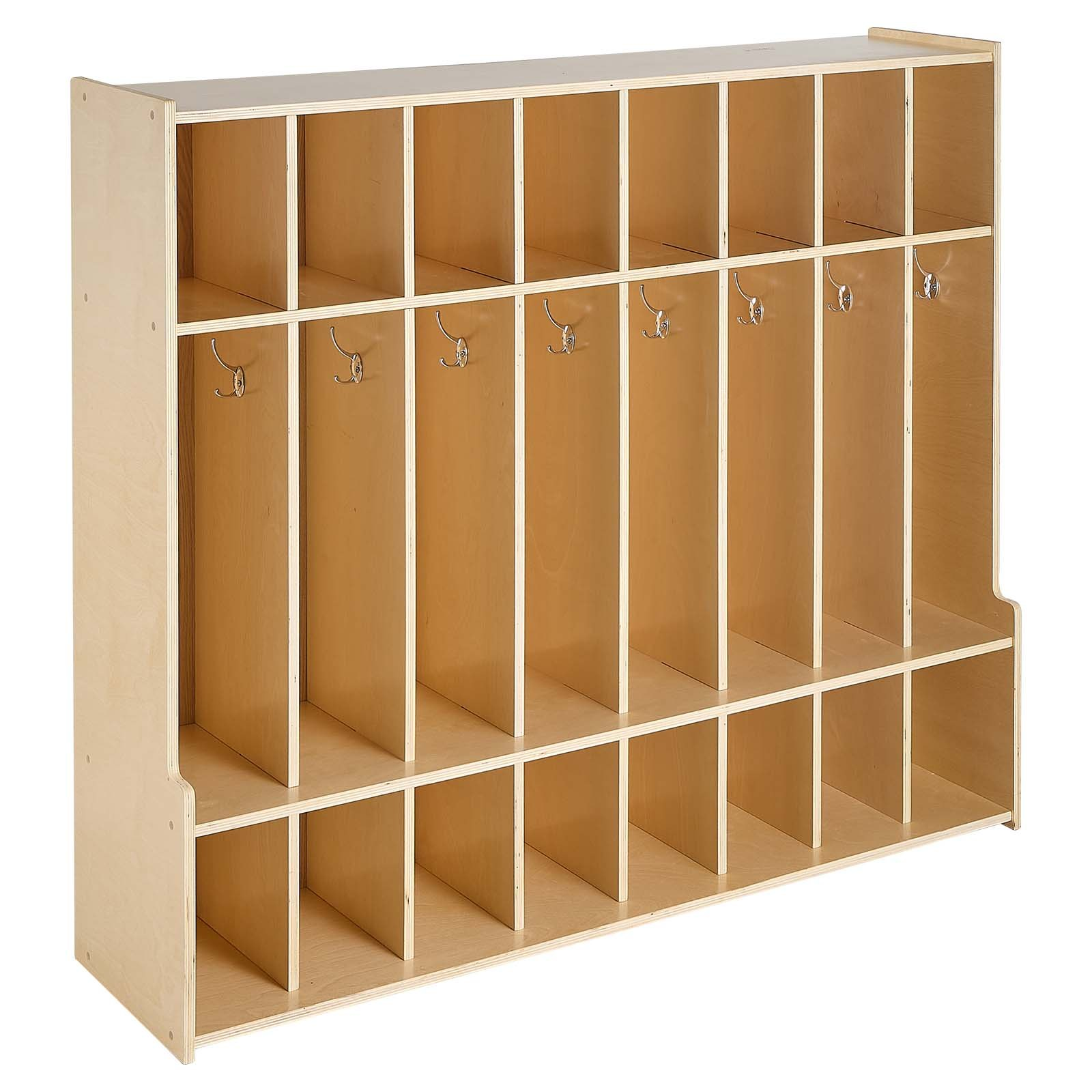 Kids 8-Section Coat Locker with Cubbies – Wooden Storage Organizer (Natural)