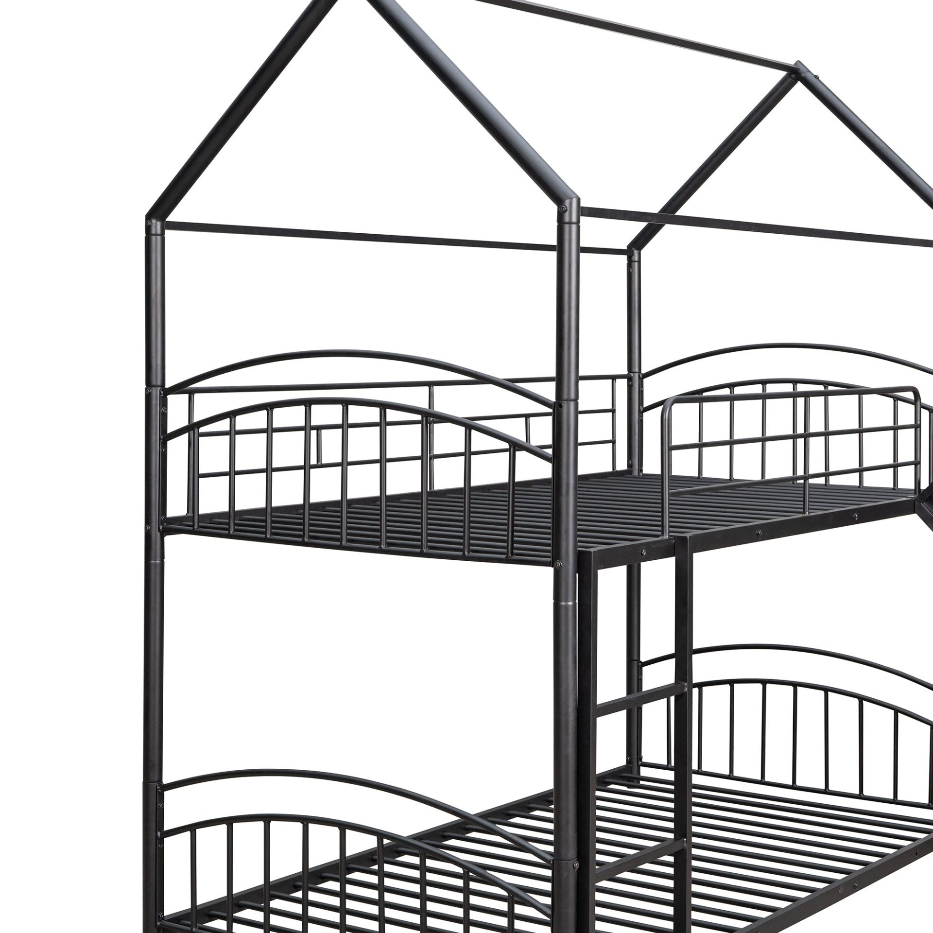 Twin Over Twin Metal Bunk Bed Kids House Bed with Slide