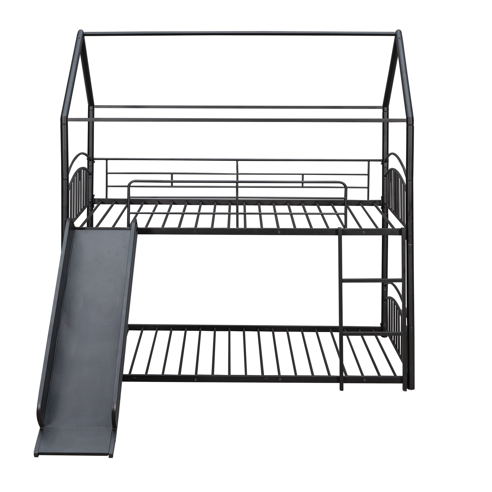 Twin Over Twin Metal Bunk Bed Kids House Bed with Slide