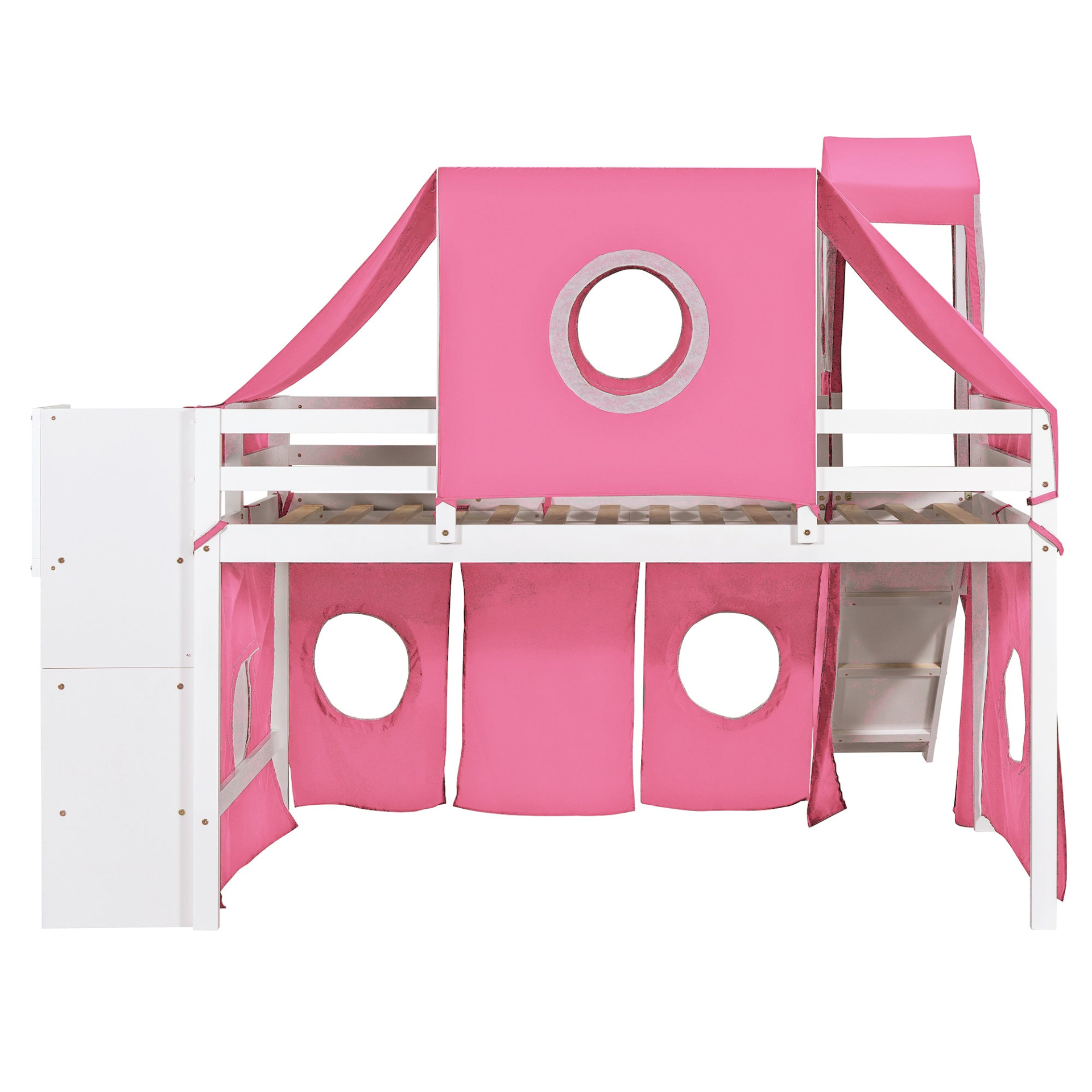 Twin Size Loft Bed with Tent and Tower