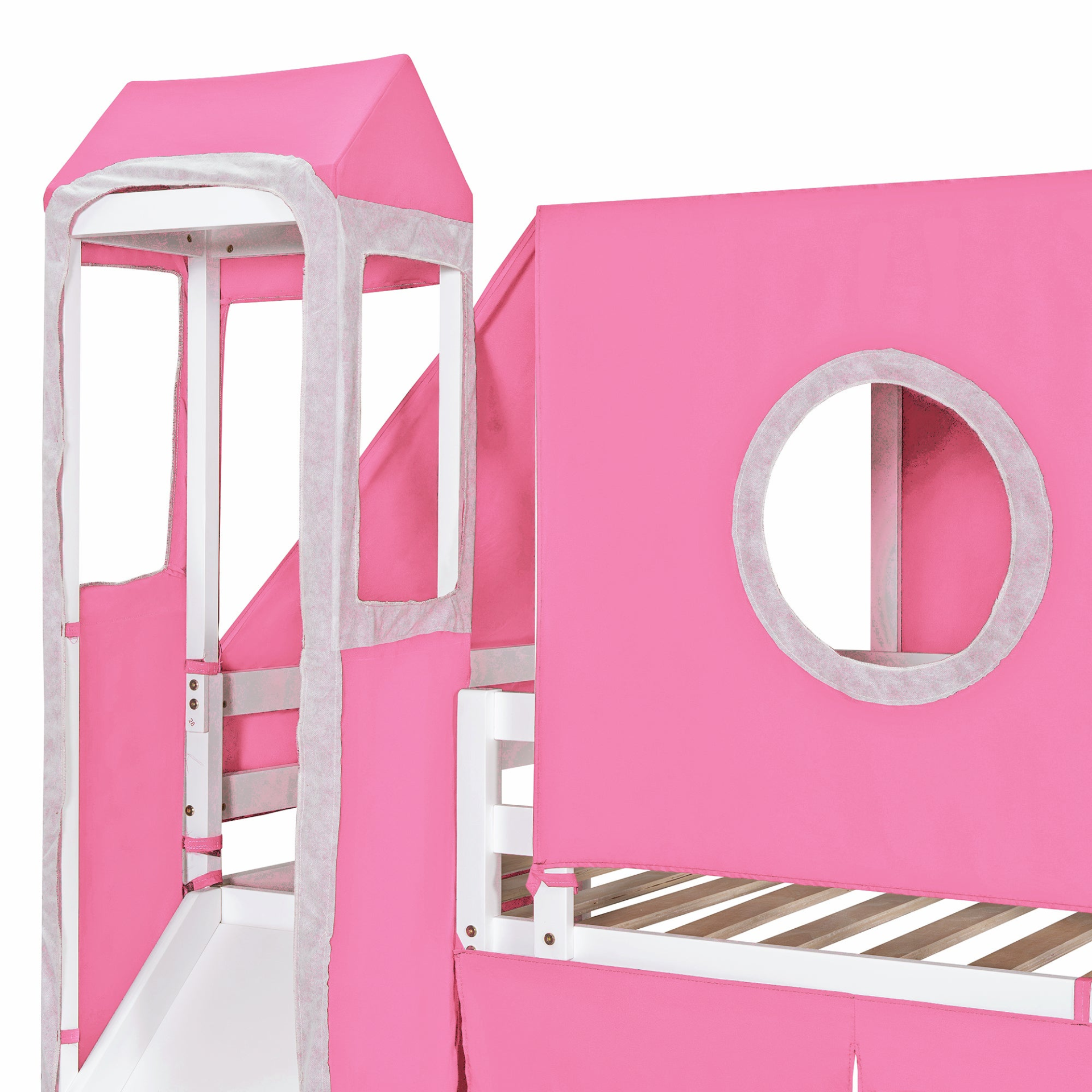 Twin Size Loft Bed with Tent and Tower