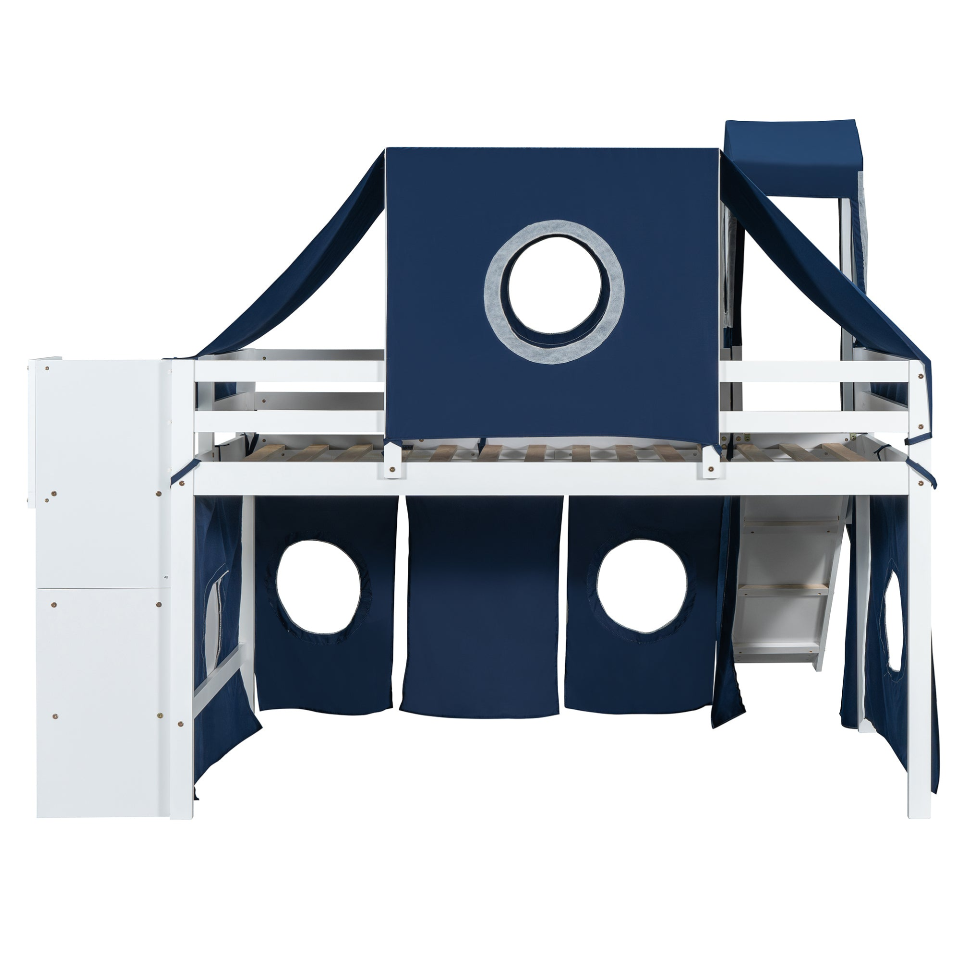 Twin Size Loft Bed with Tent and Tower