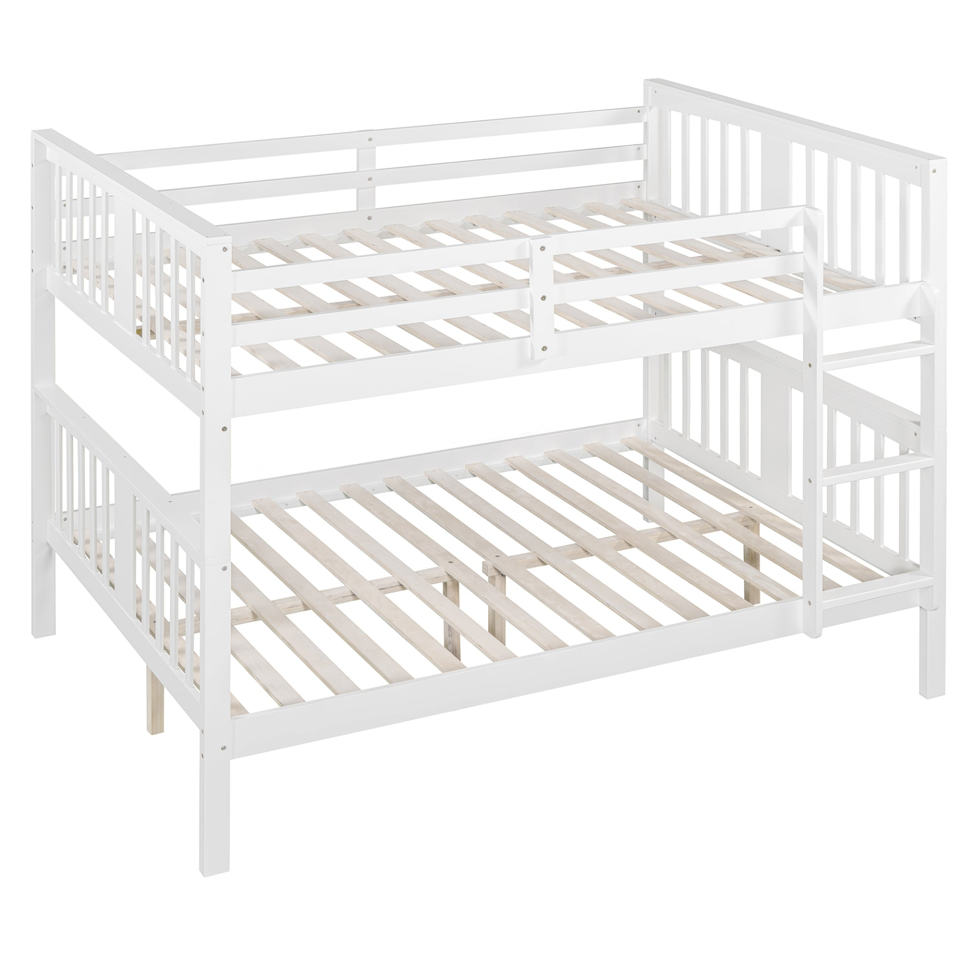 Full over Full Bunk Bed with Ladder for Bedroom, Guest Room Furniture