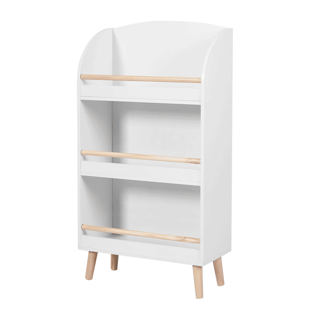 Children's Multi-Functional 3-Shelf Bookcase Toy Storage Bin, White - The Little Big Store
